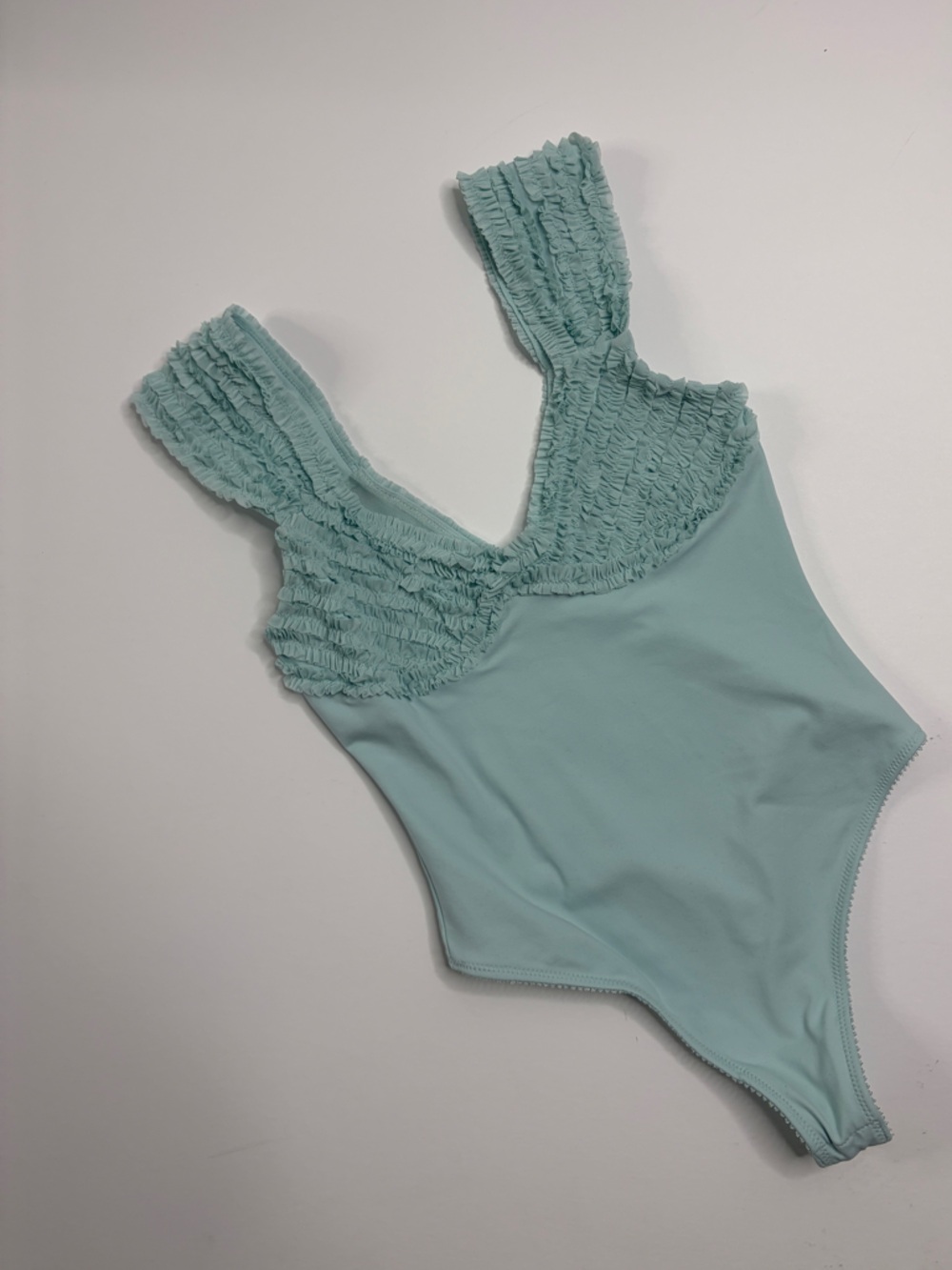 Free People Smocked Strap Bodysuit in Aqua Mint